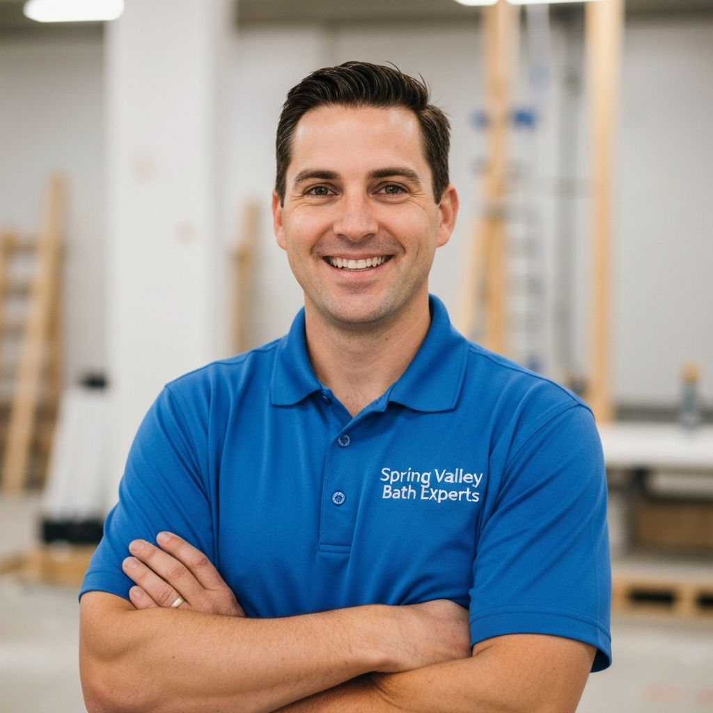 Anthony Goldstein, Owner of Spring Valley Bath Experts, wearing company branded shirt
